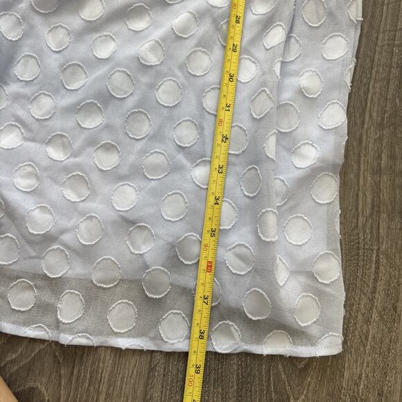 Lauren Conrad Dress 2X Polka Dot Sheer Sleeve Baby Blue Lightweight Brunch Dress - Picture 8 of 10